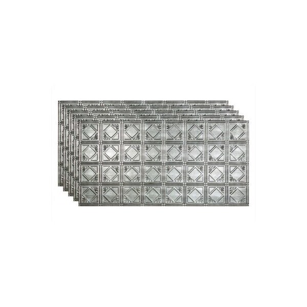 Acoustic Ceiling Products Fasade Traditional Syle # 4 - 48-3/8" x 24-3/8" PVC Glue Up Tile in Crosshatch Silver - PG5321 - main
